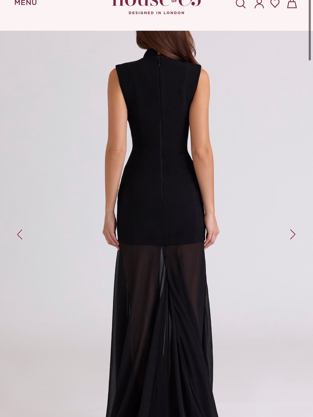 House of CB Black High-Low Sheer Panel Evening Gown - Picture 1 of 5